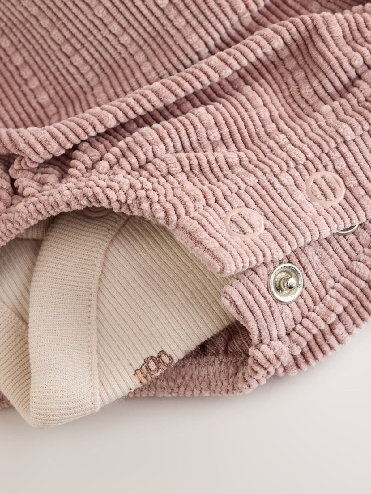 Pink Bear Cord Baby Long Sleeve Bodysuit, Romper And Tights 3 Piece Set (0mths-2yrs)