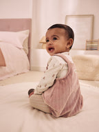 Pink Bear Cord Baby Long Sleeve Bodysuit, Romper And Tights 3 Piece Set (0mths-2yrs)
