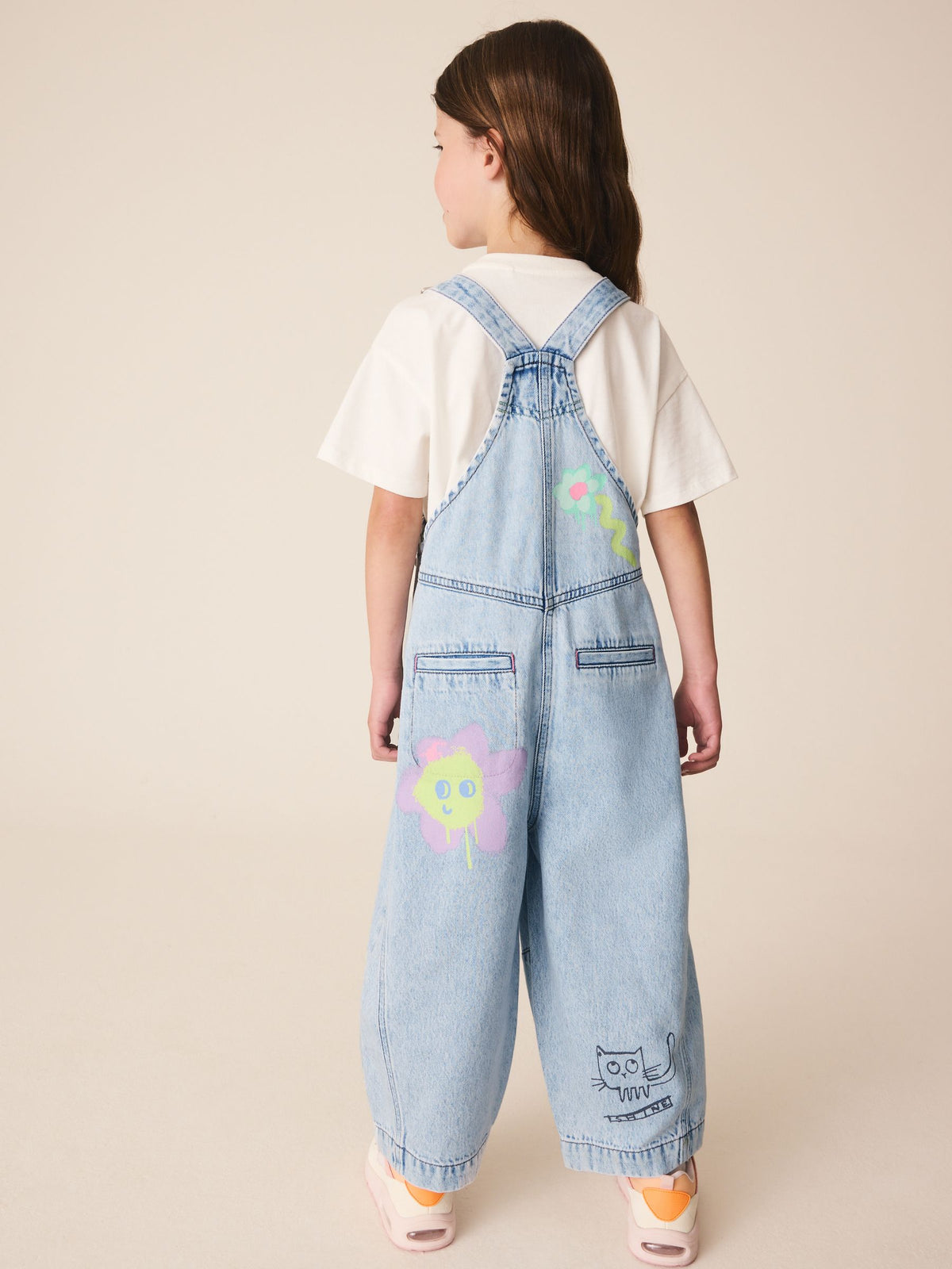 Graffiti Printed Denim Dungarees (3-16yrs)