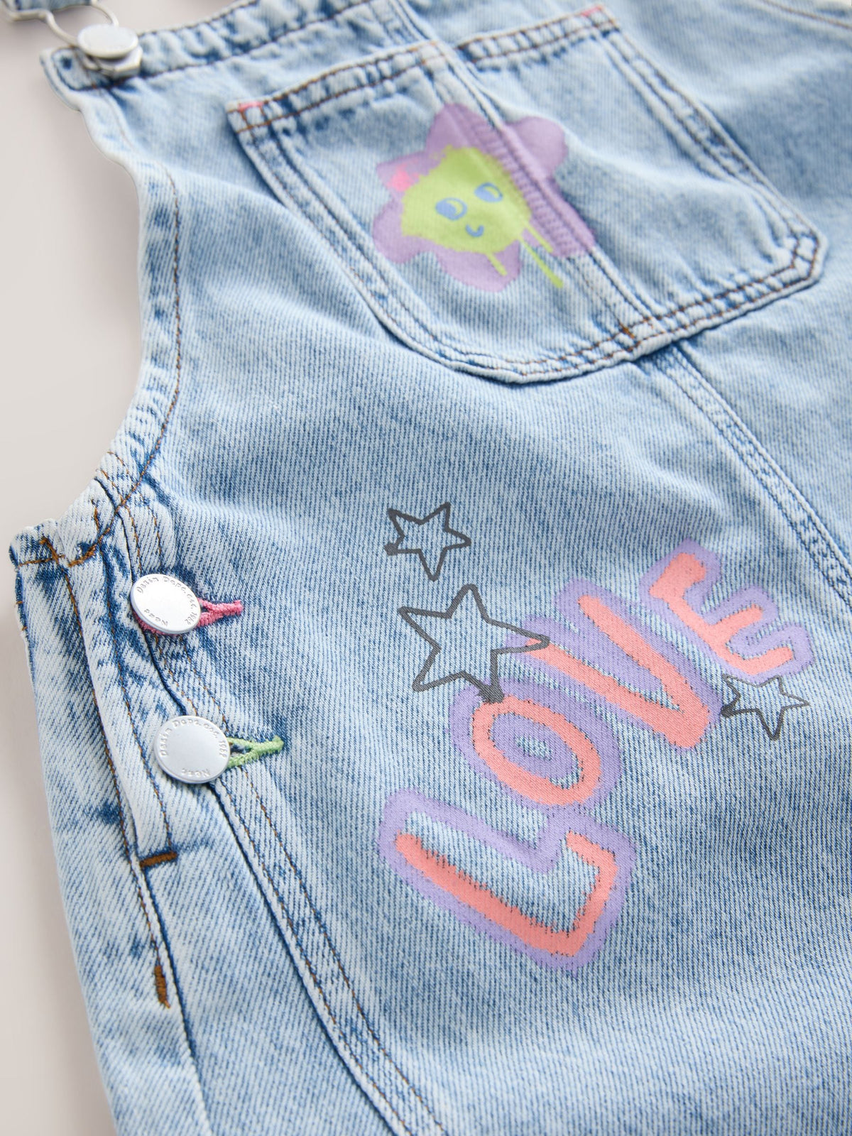 Graffiti Printed Denim Dungarees (3-16yrs)