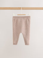Chocolate Brown Frill Knitted Bow Baby Cardigan & Leggings Set 2 Piece (0mths-2yrs)