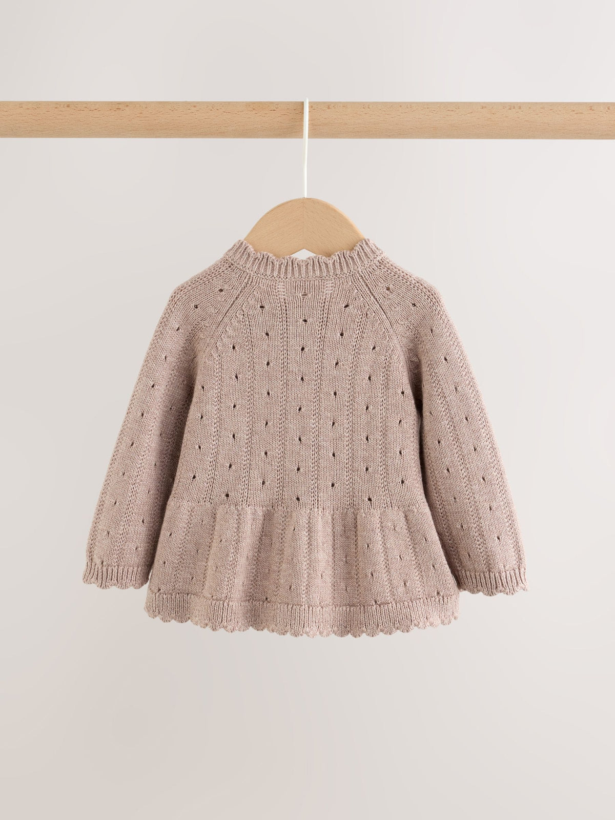 Chocolate Brown Frill Knitted Bow Baby Cardigan & Leggings Set 2 Piece (0mths-2yrs)