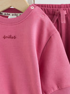 Plum Slogan Sweat Top and Joggers Baby Set (0mths-2yrs)
