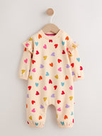 Ecru Bright Heart Sweat Baby Romper (0mths-2yrs)