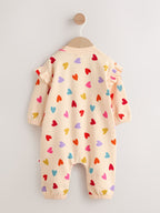 Ecru Bright Heart Sweat Baby Romper (0mths-2yrs)