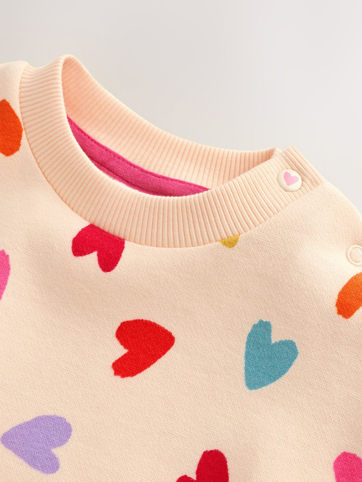 Ecru Bright Heart Sweat Baby Romper (0mths-2yrs)