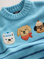 Blue Dogs Character Knitted Crew Neck Jumper (3mths-7yrs)