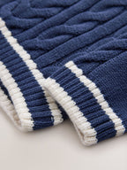 Navy Blue Cable Knit Varsity Jumper (3mths-7yrs)