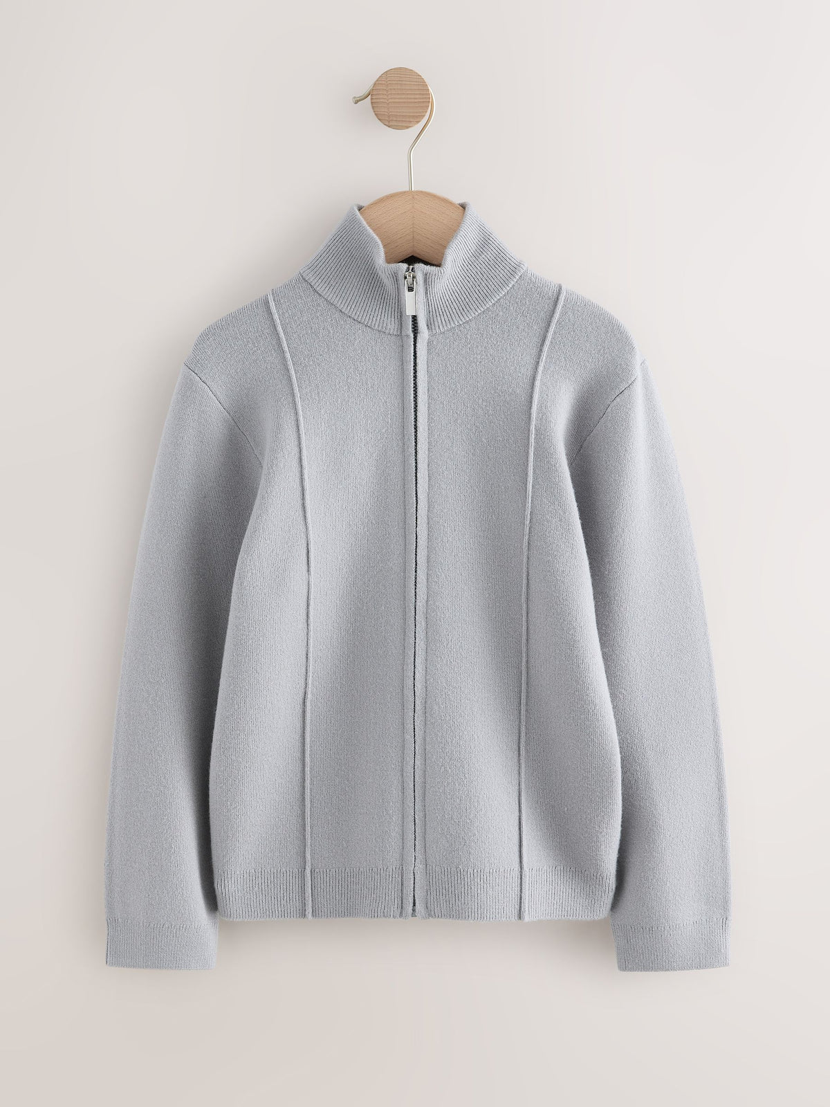 Grey Funnel Neck Zip Up Cardigan (3-16yrs)