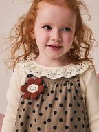 Brown Spot Cord Dungaree & Tights Set (3mths-7yrs)