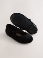Black Velvet Mary Jane Touch Fastening Occasion Shoes