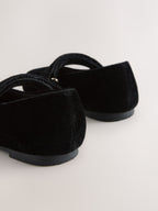 Black Velvet Mary Jane Touch Fastening Occasion Shoes