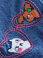 Blue/Pink Stripe Embroidered Denim Dungaree Set (3mths-7yrs)
