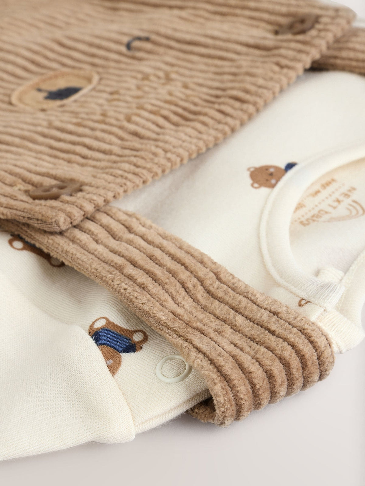 Tan Brown Bear Cord Dungarees and Bodysuit Baby Set (0mths-3yrs)