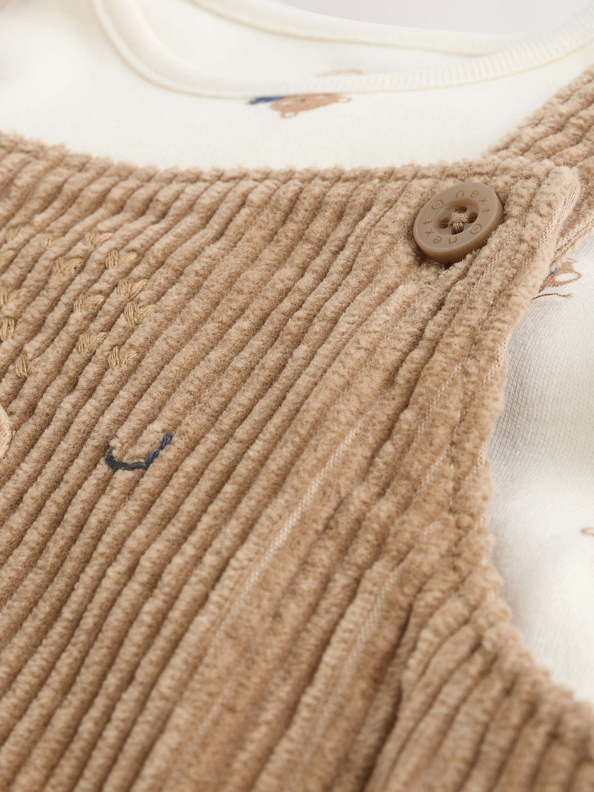 Tan Brown Bear Cord Dungarees and Bodysuit Baby Set (0mths-3yrs)