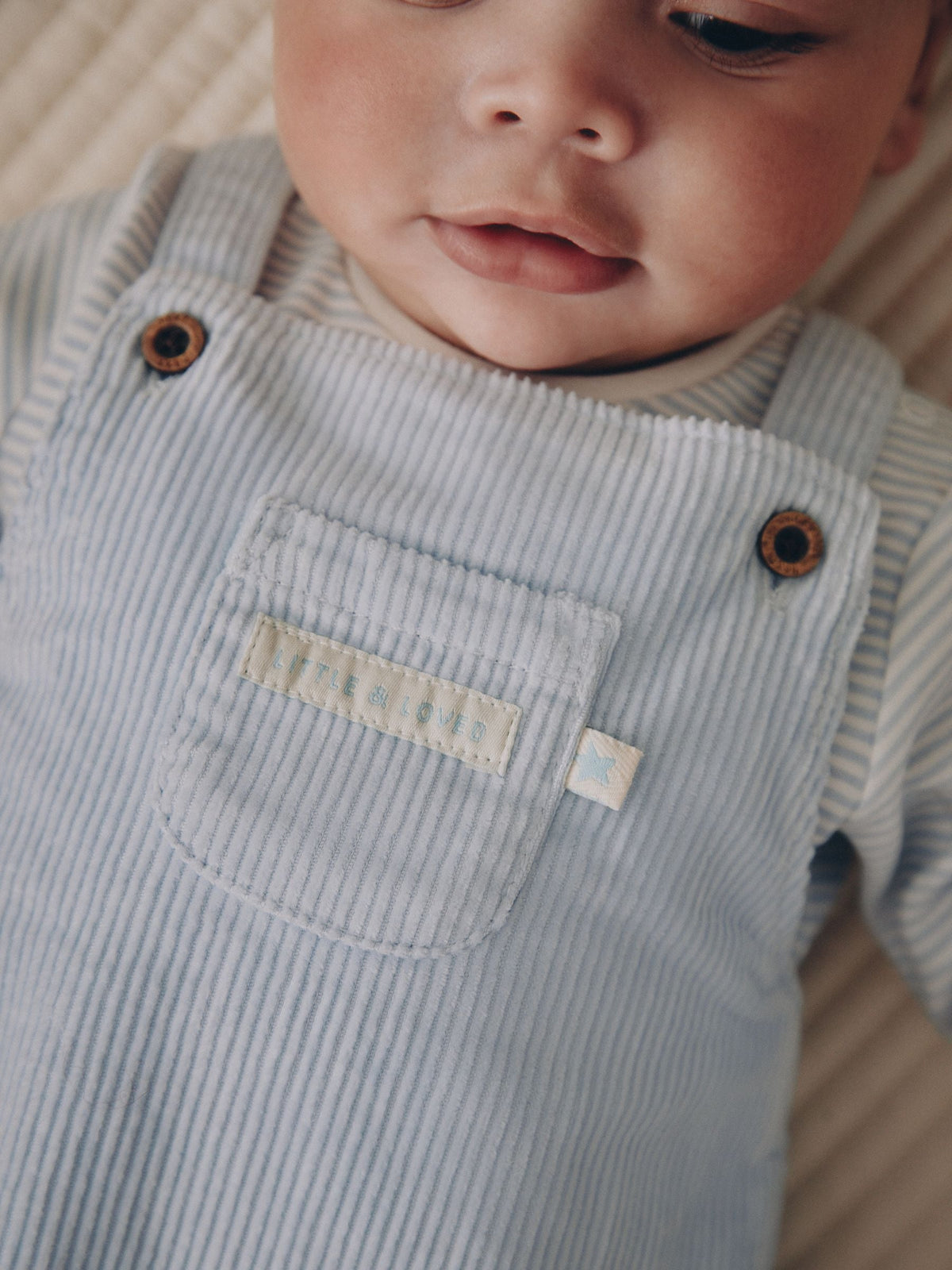 Blue Plain Cord Dungaree and Bodysuit Baby Set (0mths-2yrs)