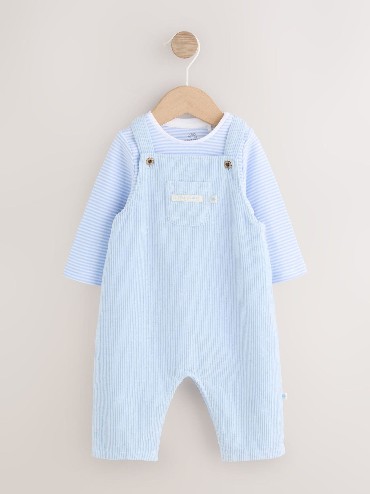 Blue Plain Cord Dungaree and Bodysuit Baby Set (0mths-2yrs)