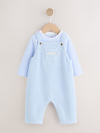 Blue Plain Cord Dungaree and Bodysuit Baby Set (0mths-2yrs)