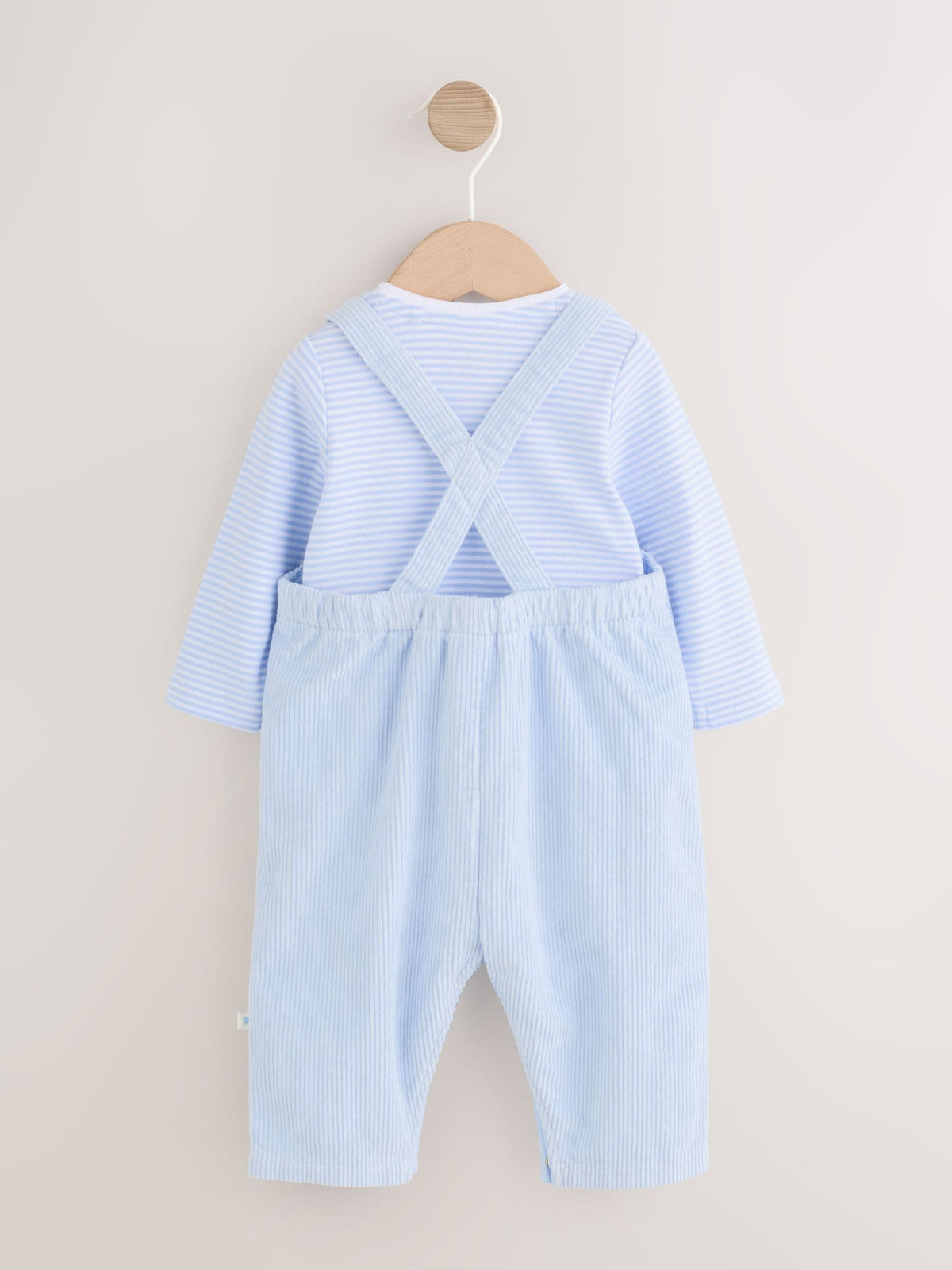 Blue Plain Cord Dungaree and Bodysuit Baby Set (0mths-2yrs)