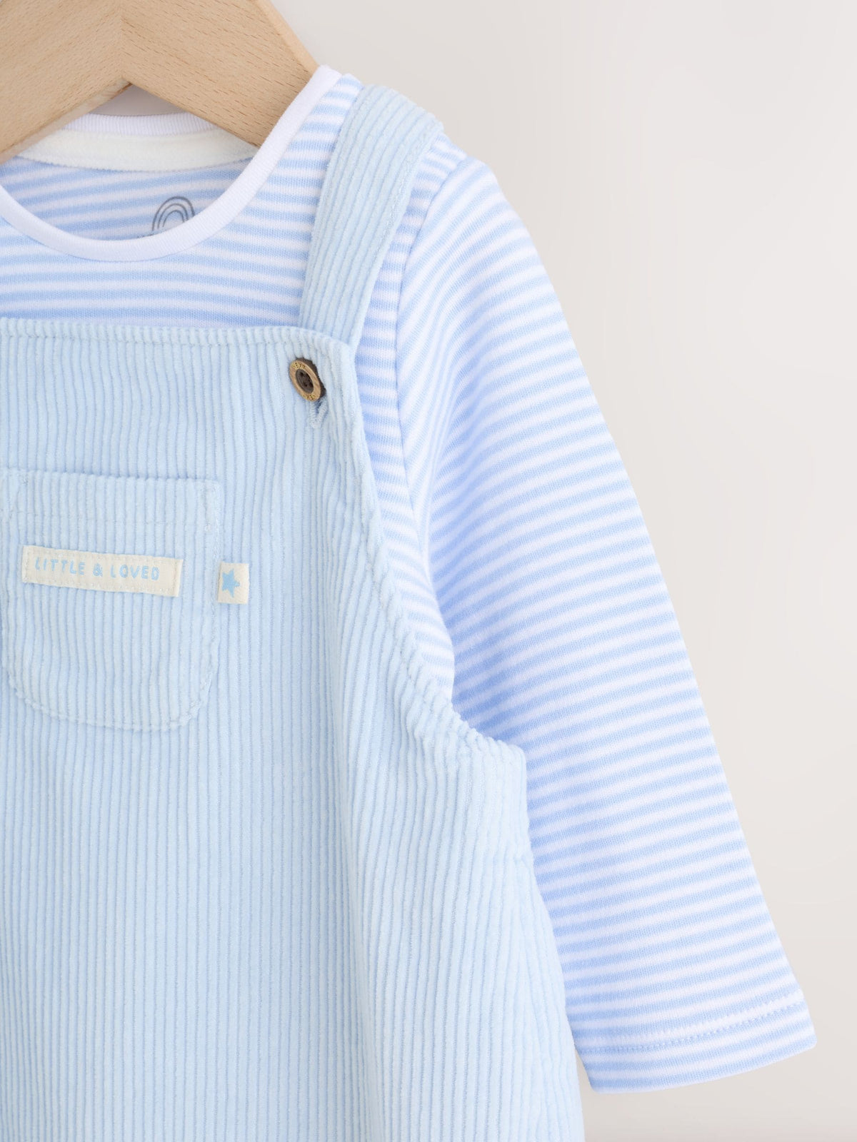 Blue Plain Cord Dungaree and Bodysuit Baby Set (0mths-2yrs)