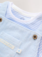 Blue Plain Cord Dungaree and Bodysuit Baby Set (0mths-2yrs)