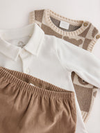 Brown Knit Vest Bodysuit and Trousers Set (0mths-3yrs)