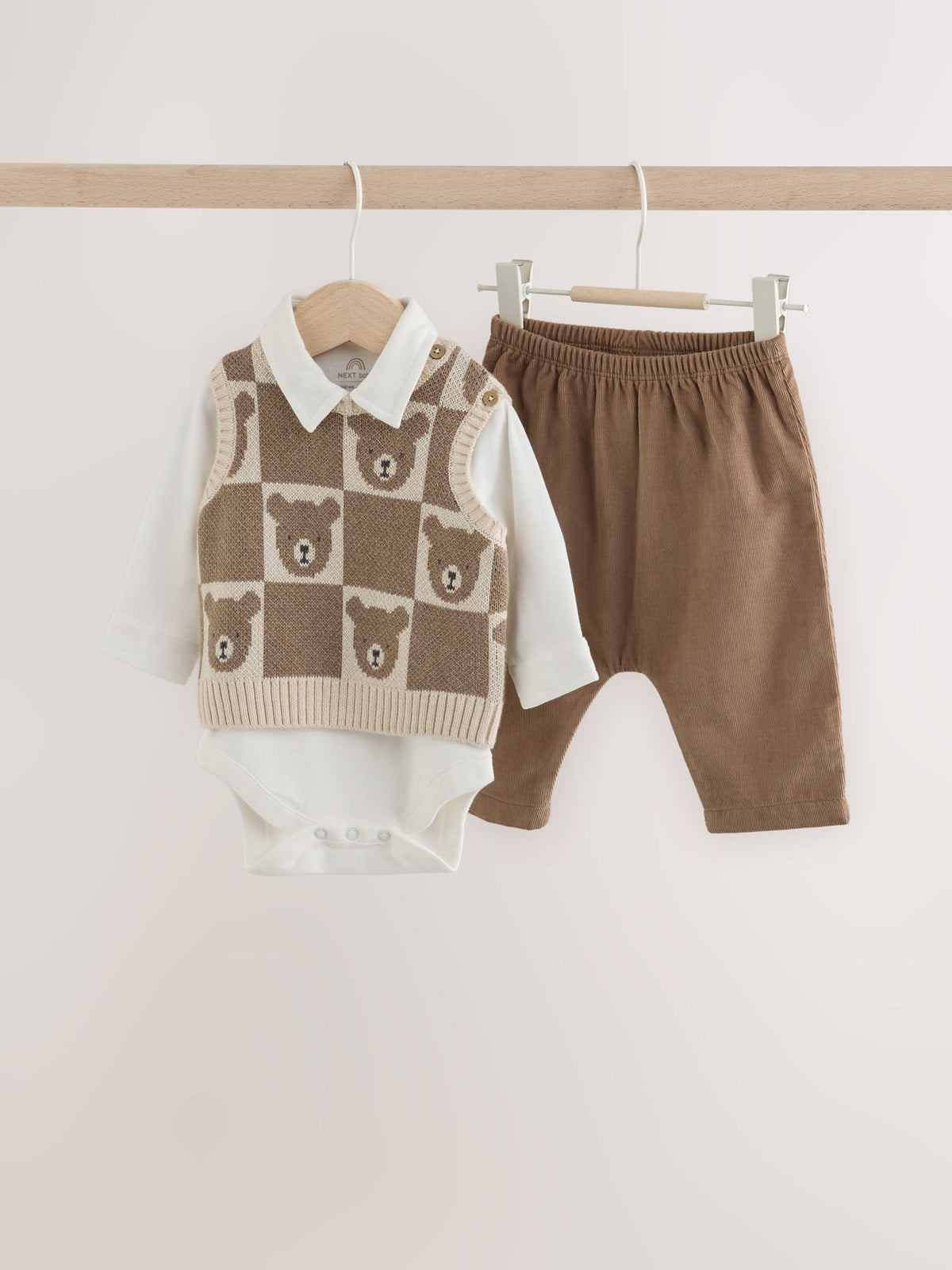 Brown Knit Vest Bodysuit and Trousers Set (0mths-3yrs)