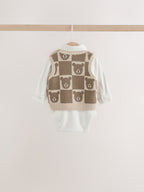 Brown Knit Vest Bodysuit and Trousers Set (0mths-3yrs)