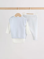 Blue Baby Knit Vest, Bodysuit and Trousers Set (0mths-3yrs)