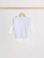 Blue Baby Knit Vest, Bodysuit and Trousers Set (0mths-3yrs)