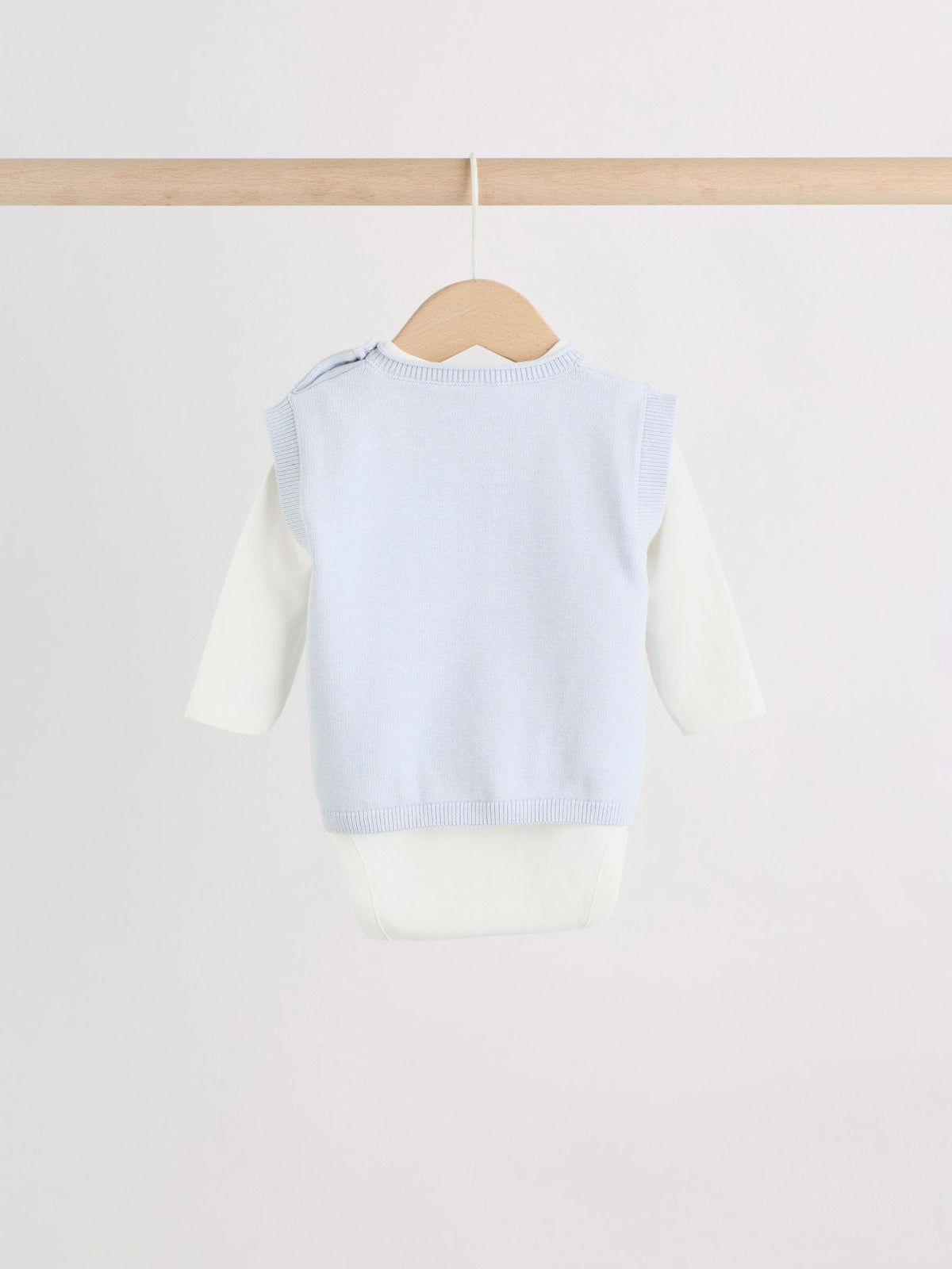 Blue Baby Knit Vest, Bodysuit and Trousers Set (0mths-3yrs)