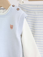 Blue Baby Knit Vest, Bodysuit and Trousers Set (0mths-3yrs)