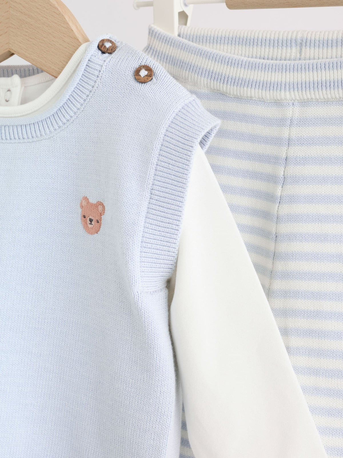 Blue Baby Knit Vest, Bodysuit and Trousers Set (0mths-3yrs)