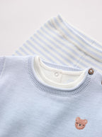 Blue Baby Knit Vest, Bodysuit and Trousers Set (0mths-3yrs)
