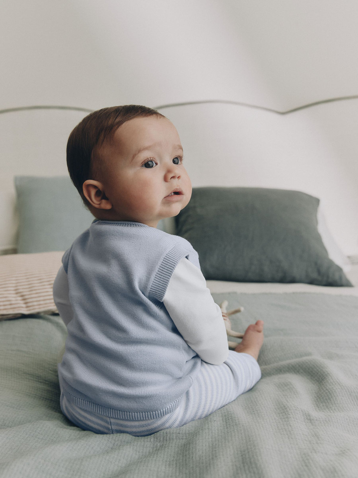 Blue Baby Knit Vest, Bodysuit and Trousers Set (0mths-3yrs)