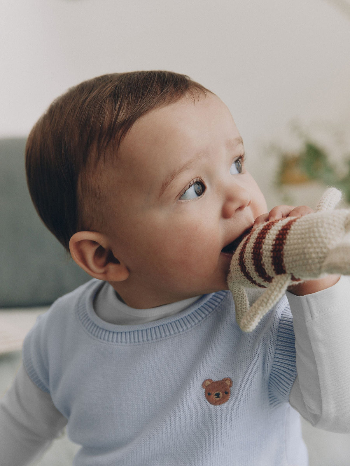 Blue Baby Knit Vest, Bodysuit and Trousers Set (0mths-3yrs)