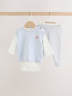 Blue Baby Knit Vest, Bodysuit and Trousers Set (0mths-3yrs)