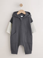 Charcoal Grey Hooded Sweat Baby Romper (0mths-3yrs)