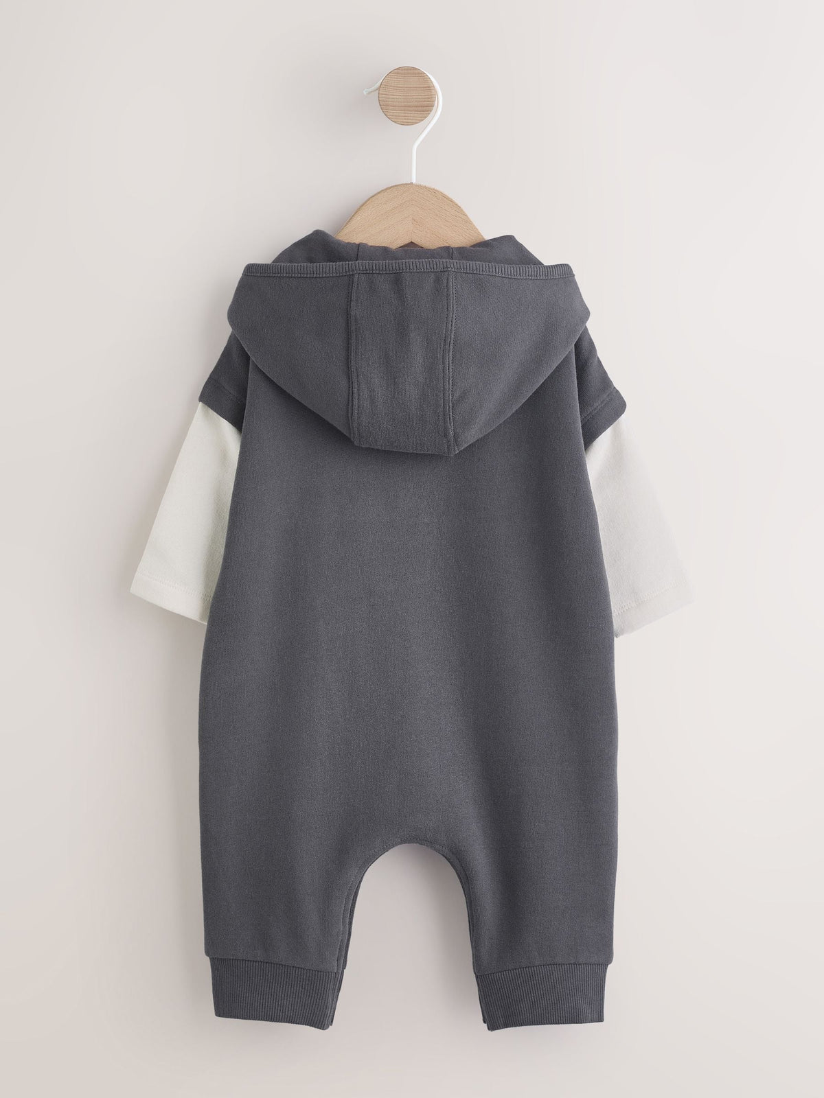 Charcoal Grey Hooded Sweat Baby Romper (0mths-3yrs)