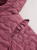 Dark Pink Shower Resistant Skirted Quilted Coat (3mths-7yrs)