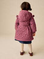 Dark Pink Shower Resistant Skirted Quilted Coat (3mths-7yrs)