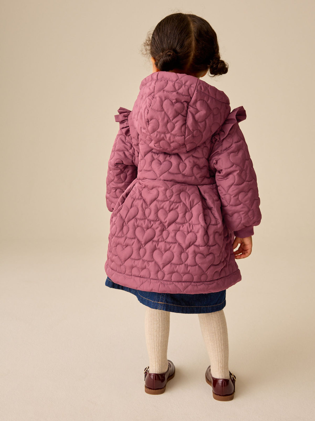Dark Pink Shower Resistant Skirted Quilted Coat (3mths-7yrs)