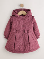 Dark Pink Shower Resistant Skirted Quilted Coat (3mths-7yrs)