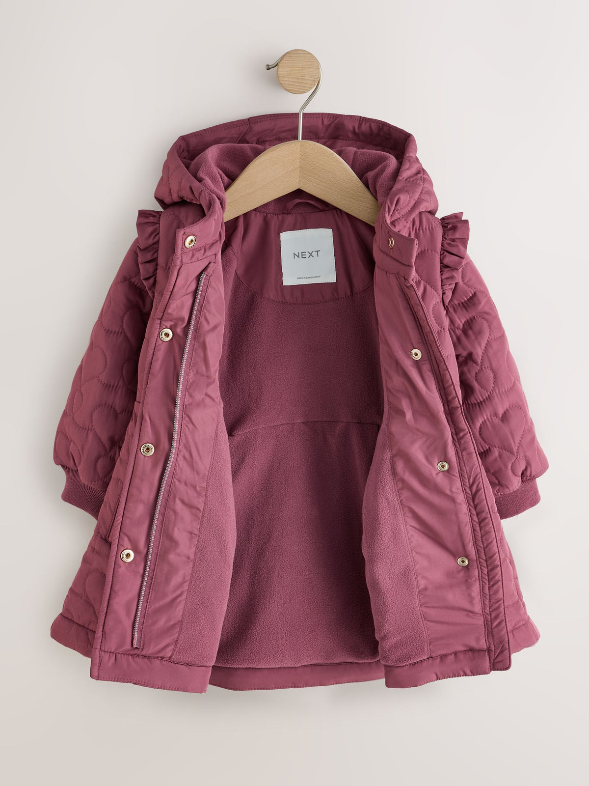 Dark Pink Shower Resistant Skirted Quilted Coat (3mths-7yrs)