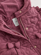 Dark Pink Shower Resistant Skirted Quilted Coat (3mths-7yrs)