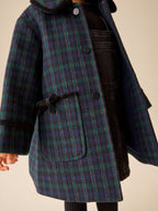 Navy Check Wool Blend Coat with Bow Details (3mths-8yrs)
