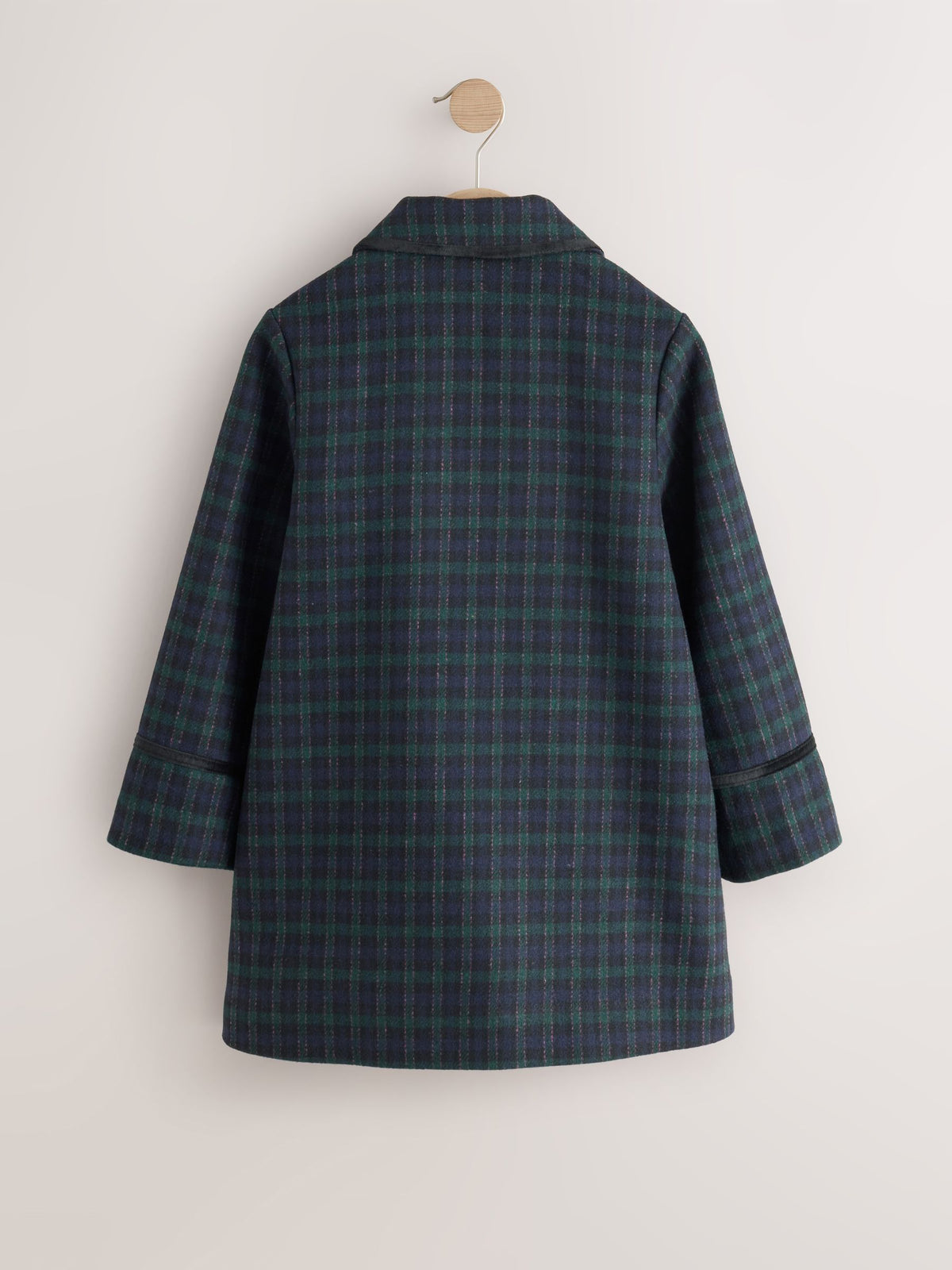 Navy Check Wool Blend Coat with Bow Details (3mths-8yrs)