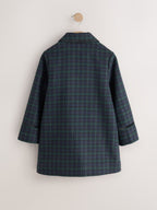 Navy Check Wool Blend Coat with Bow Details (3mths-8yrs)