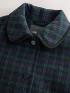 Navy Check Wool Blend Coat with Bow Details (3mths-8yrs)