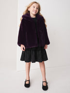 Dark Purple Faux Fur Coat (3-16yrs)